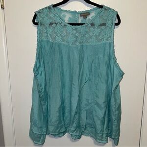 Style & Co. Aqua Lace Sleeveless Blouse